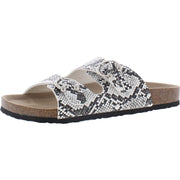Frant Womens Snake Print Buckle Footbed Sandals