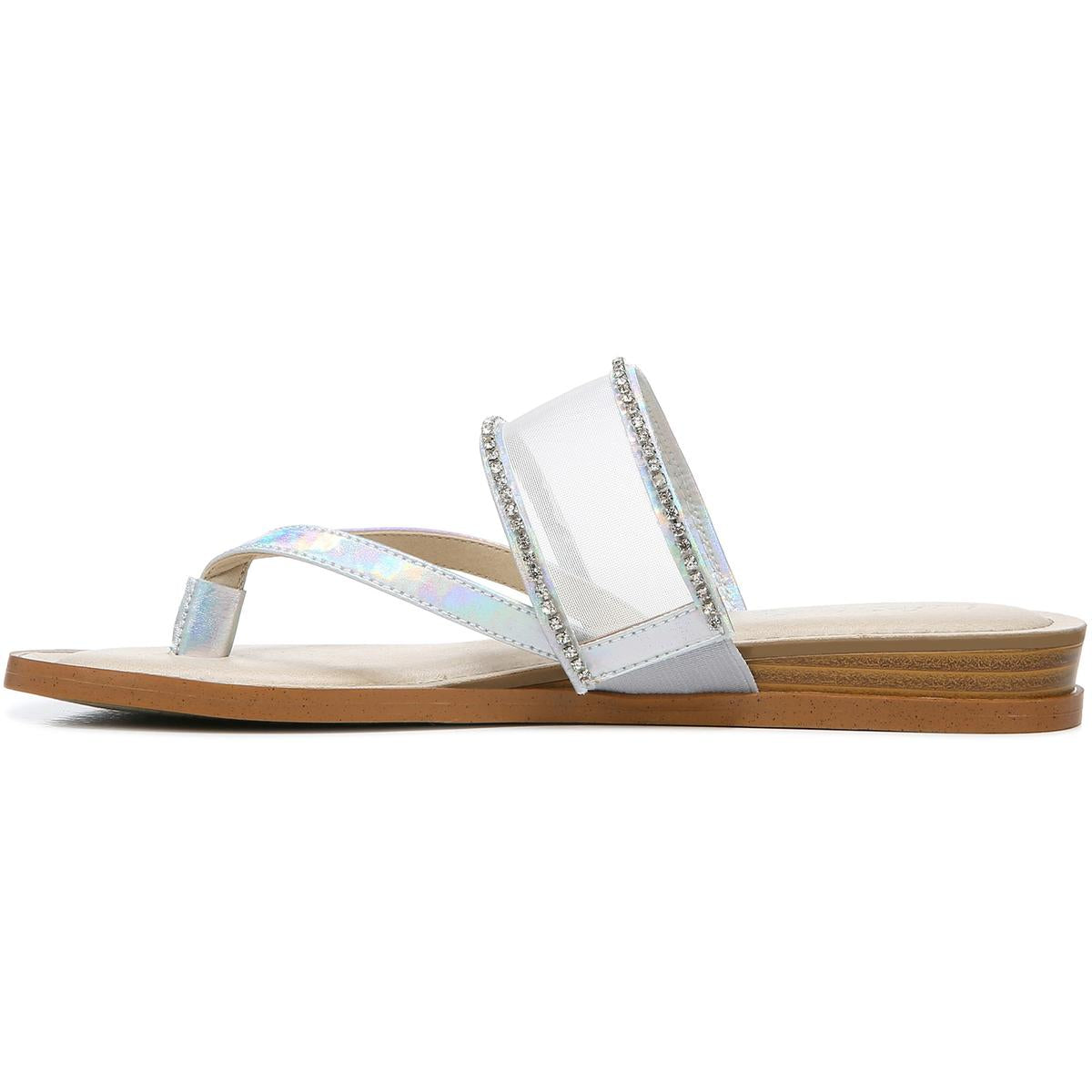 Radiant Glow Womens Faux Leather Slip On Slide Sandals