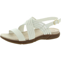 Marlis Womens Leather Padded Sole Slingback Sandals Ivory