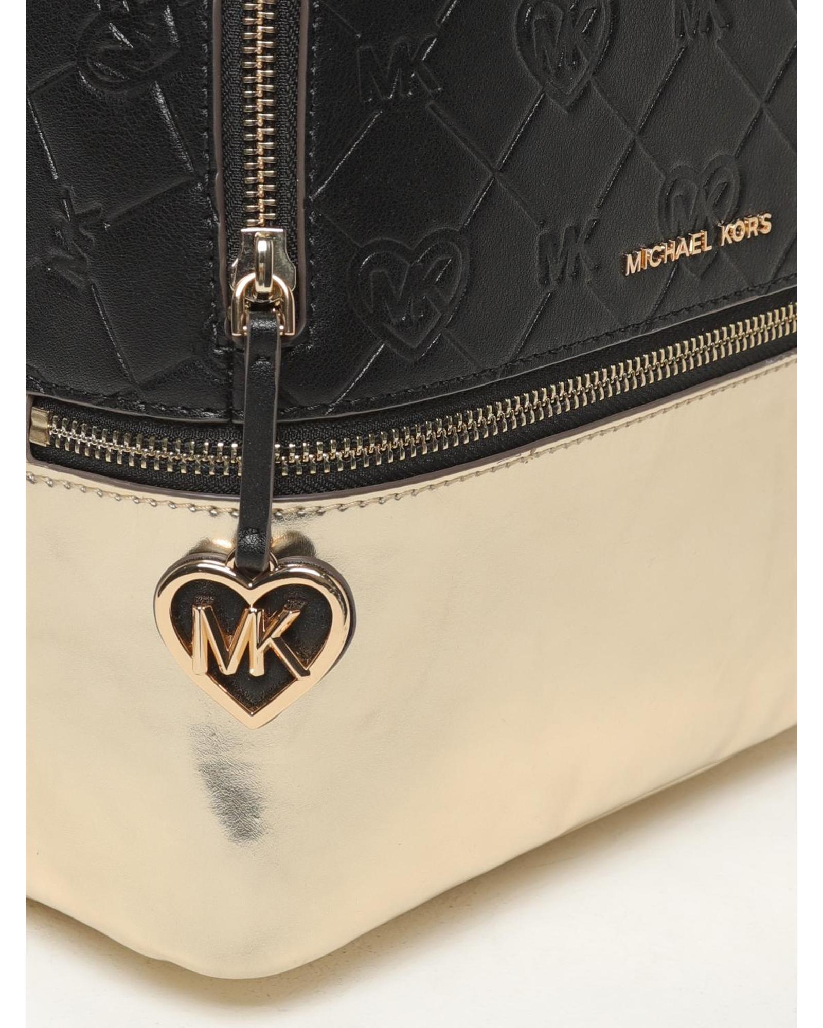 Michael Kors Rhea Metallic Logo Backpack Kids Black Duffel Bags