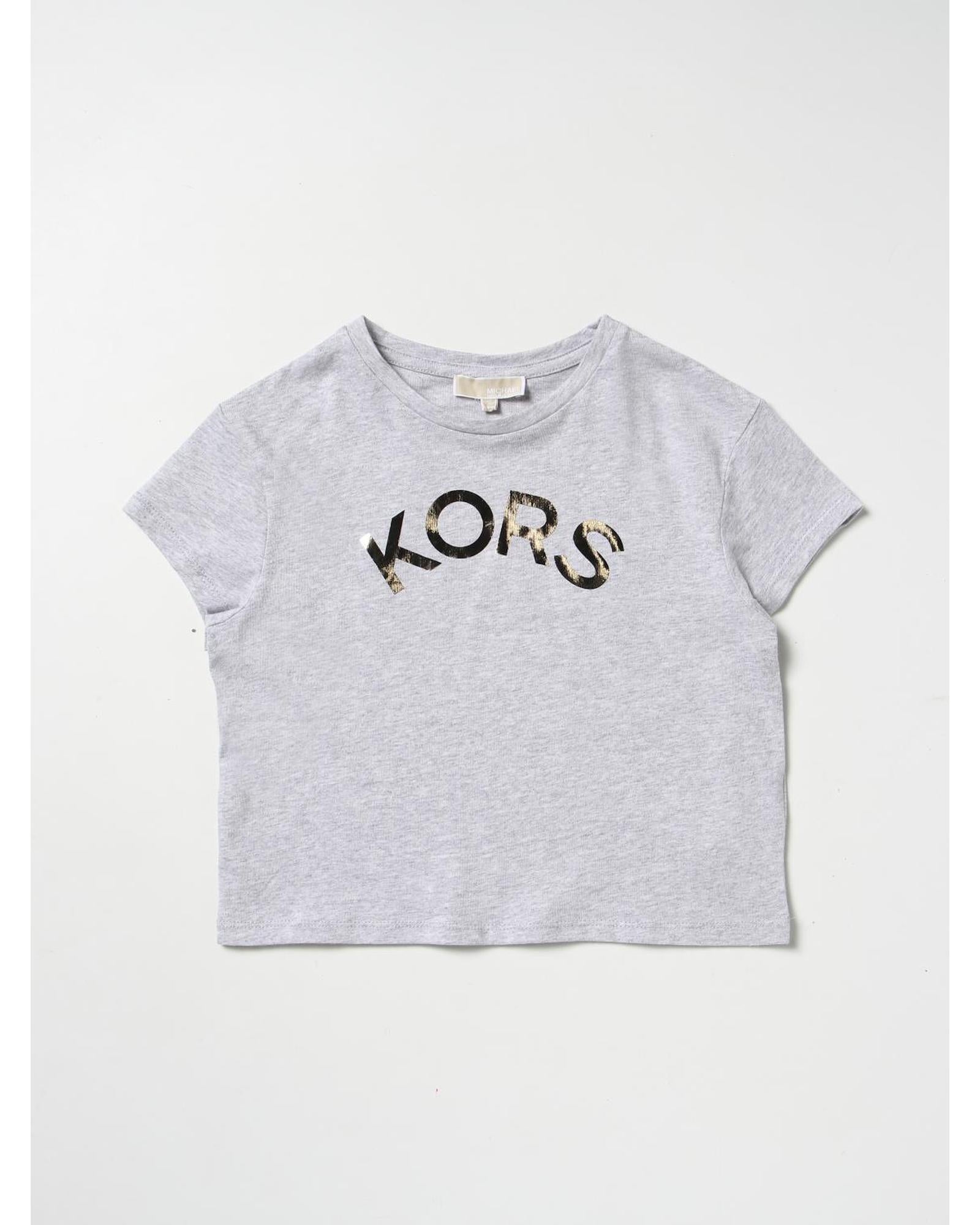 Michael Kors Girls Short Sleeve Graphic Tee Kids Grey T-Shirts