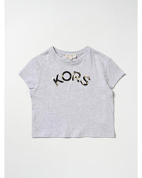 Michael Kors Girls Short Sleeve Graphic Tee Kids Grey T-Shirts
