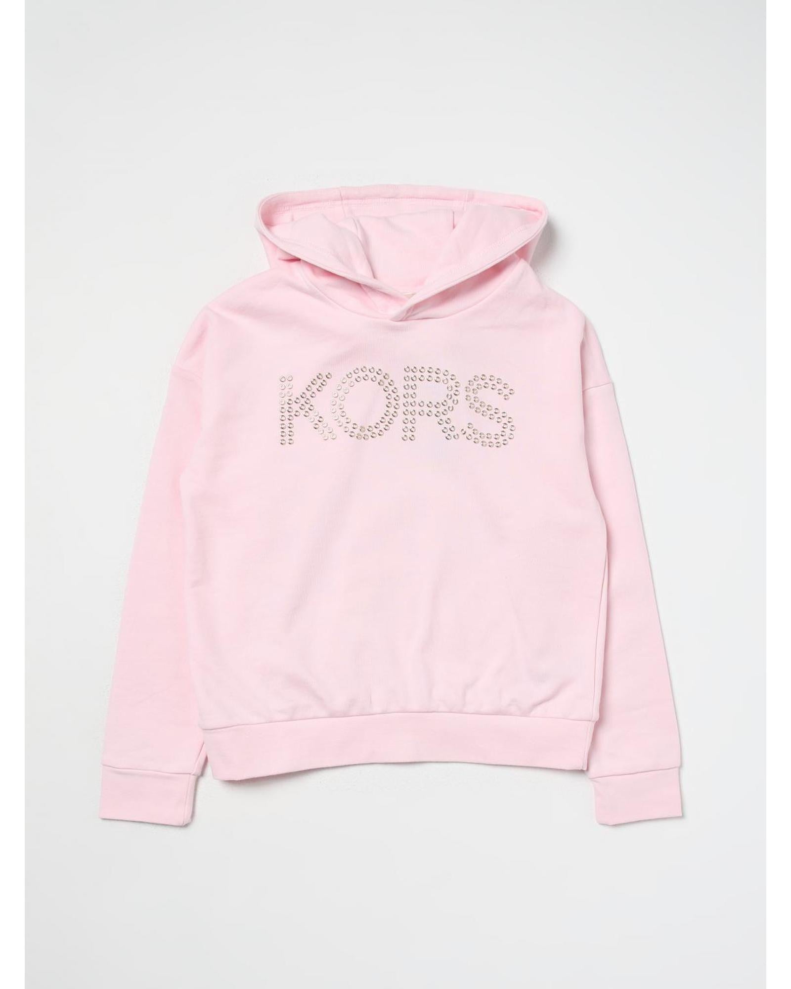 Michael Kors Girls Hoodie Embellished Logo Kids Pink Sweaters