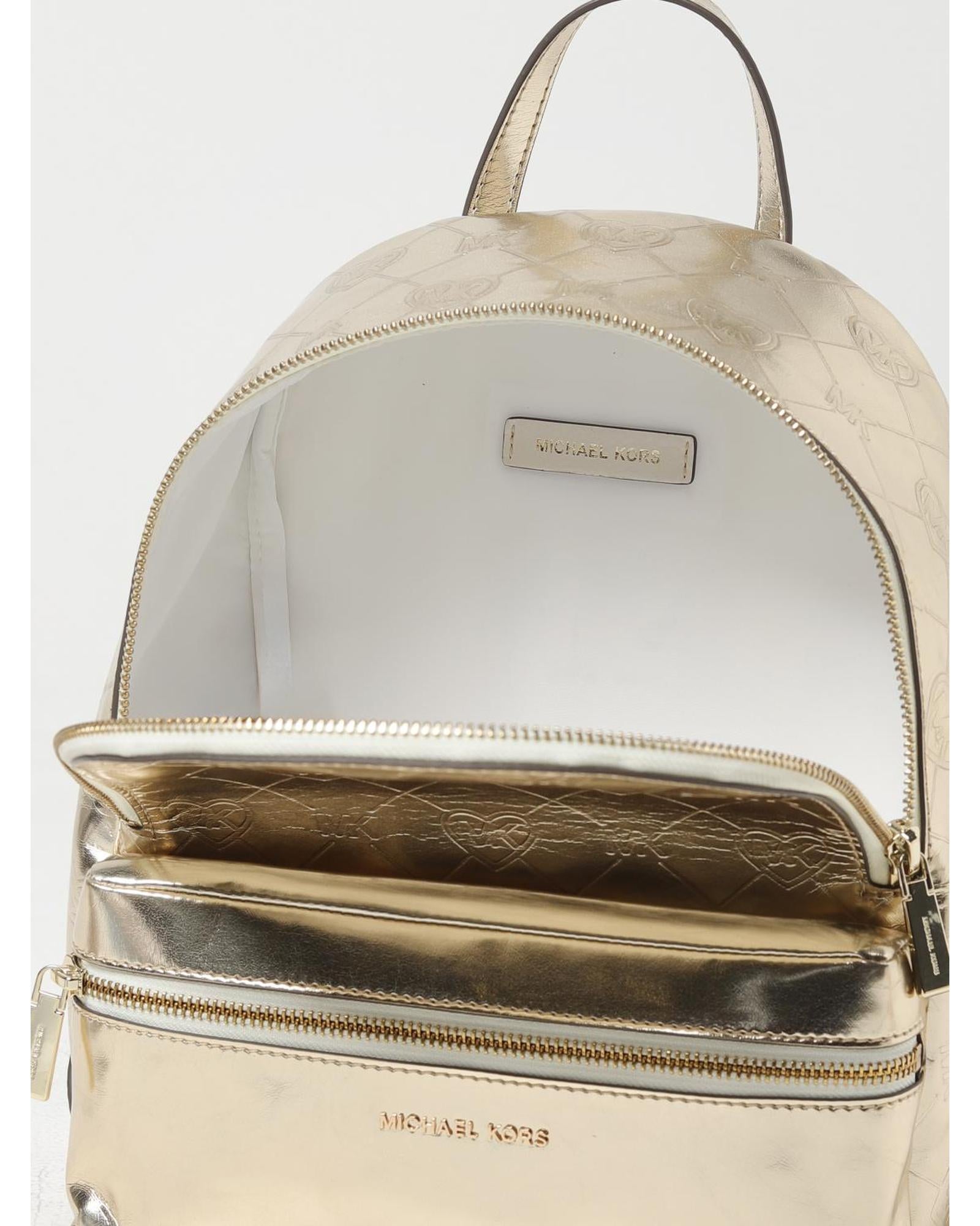 Michael Kors Metallic MK Logo Backpack Kids Gold Duffel Bags