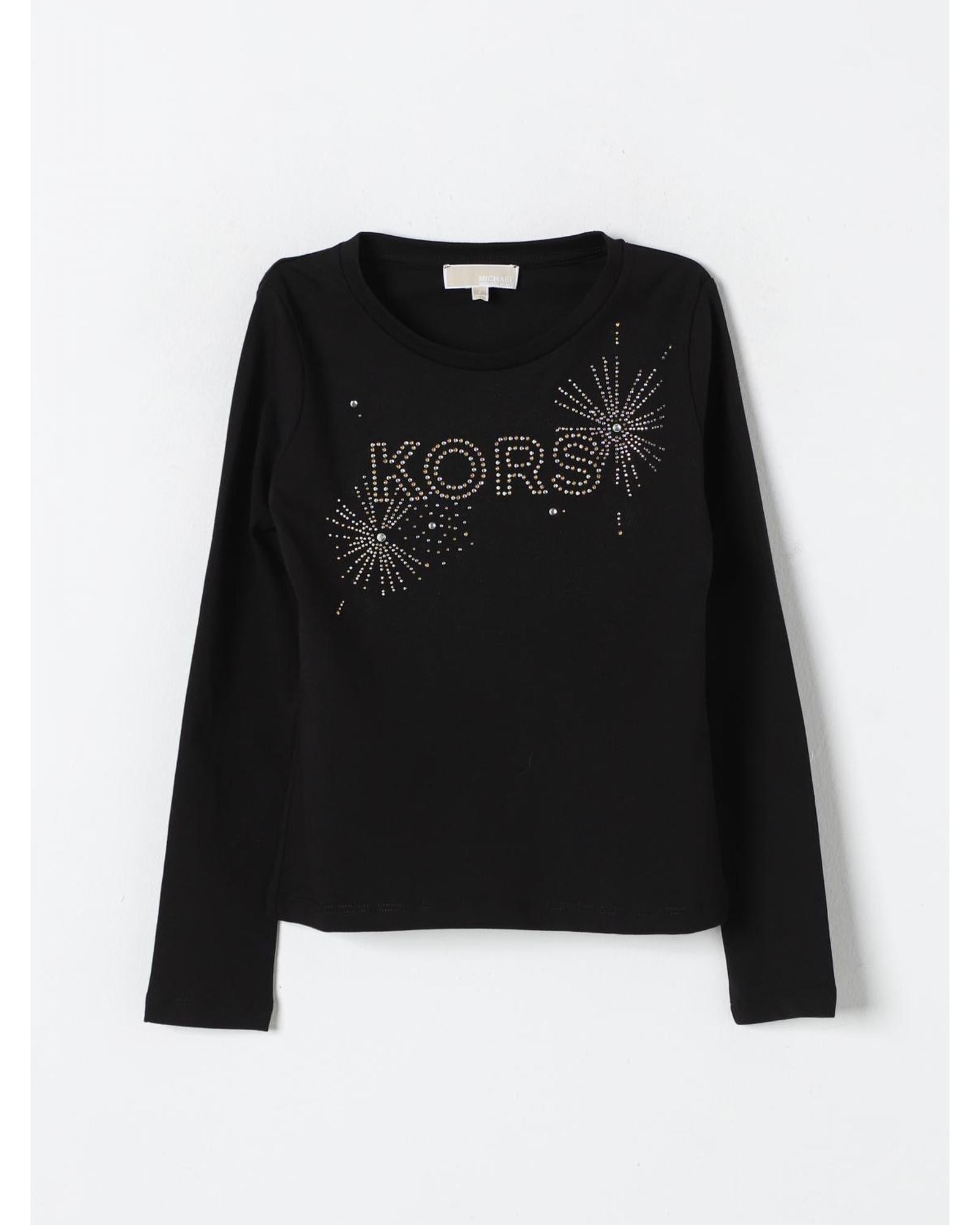 Michael Kors Girls Embellished Logo Tee Kids Black T-Shirts