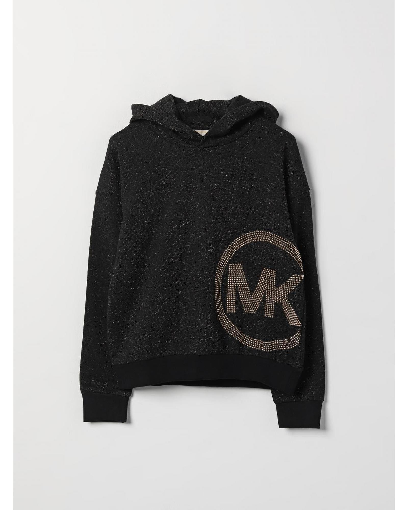 Michael Kors Girls Glitter Hoodie Embellished Logo Kids Black Sweaters