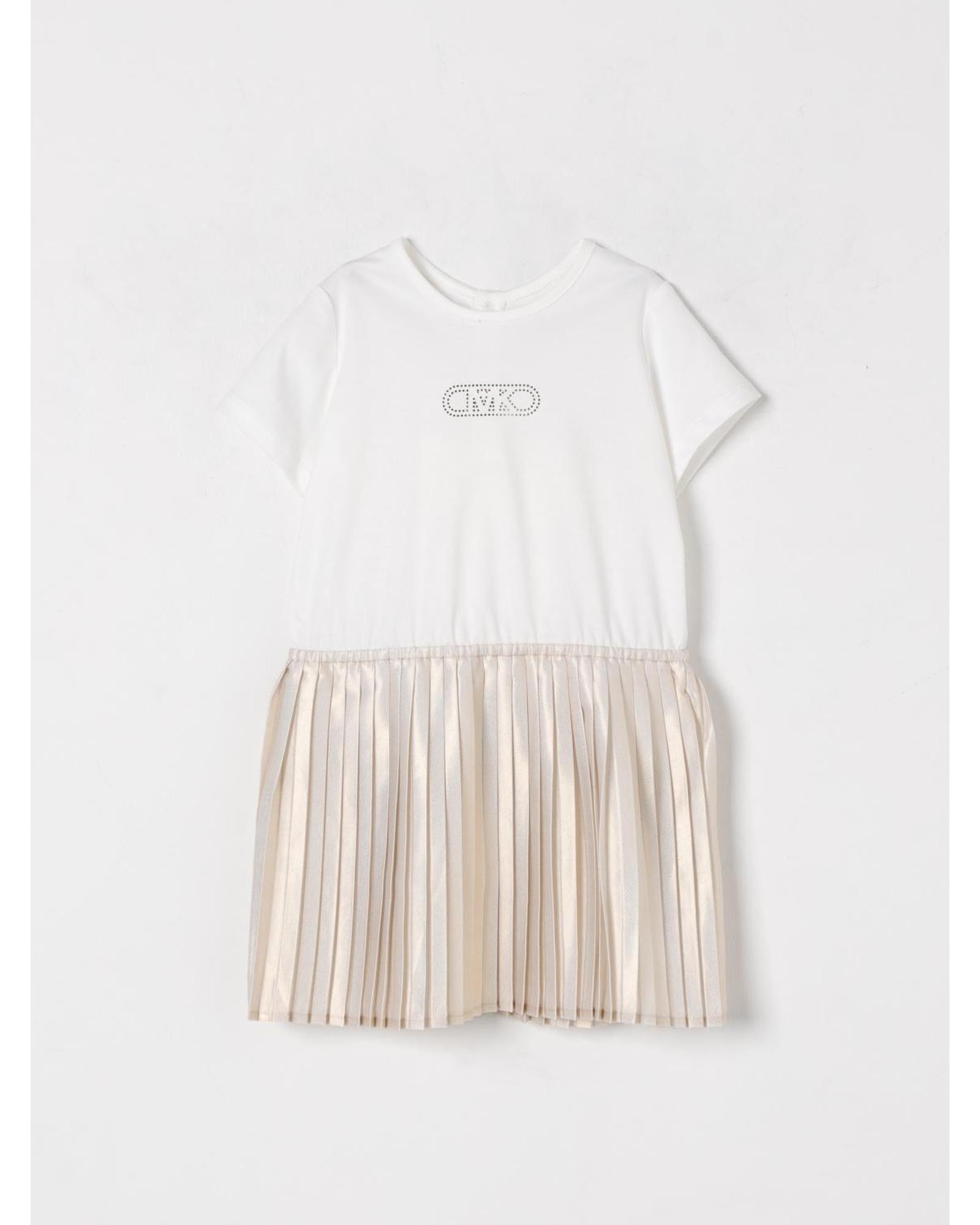 Michael Kors Girls Pleated Ruffle Dress Kids Beige Rompers