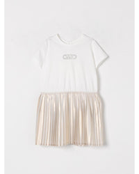 Michael Kors Girls Pleated Ruffle Dress Kids Beige Rompers