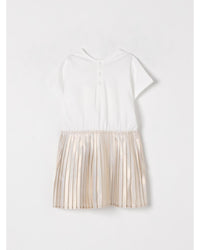 Michael Kors Girls Pleated Ruffle Dress Kids Beige Rompers