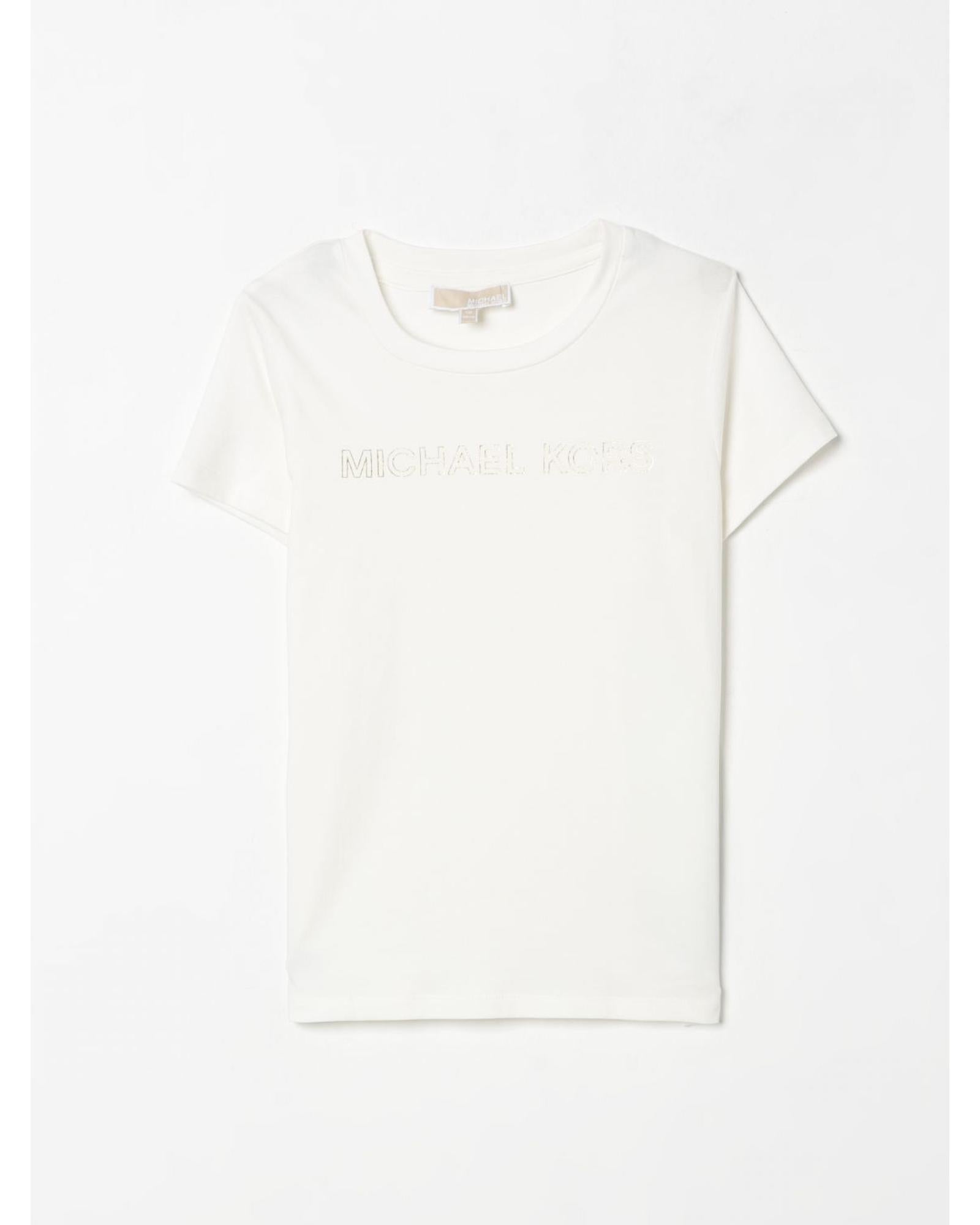 Michael Kors Girls Embroidered Logo Tee Kids White T-Shirts