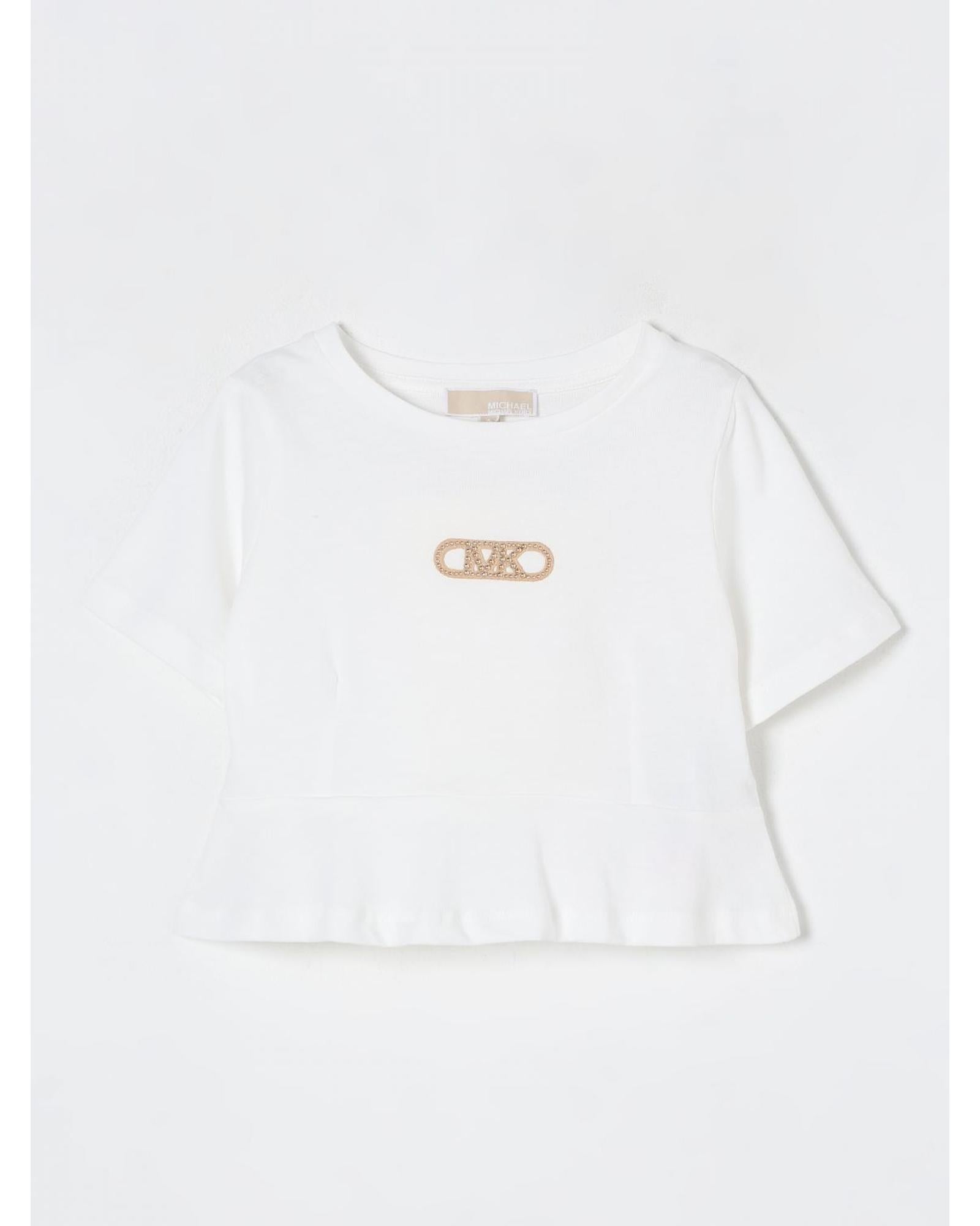 Michael Kors Girls Short Sleeve Embellished Tee Kids White T-Shirts