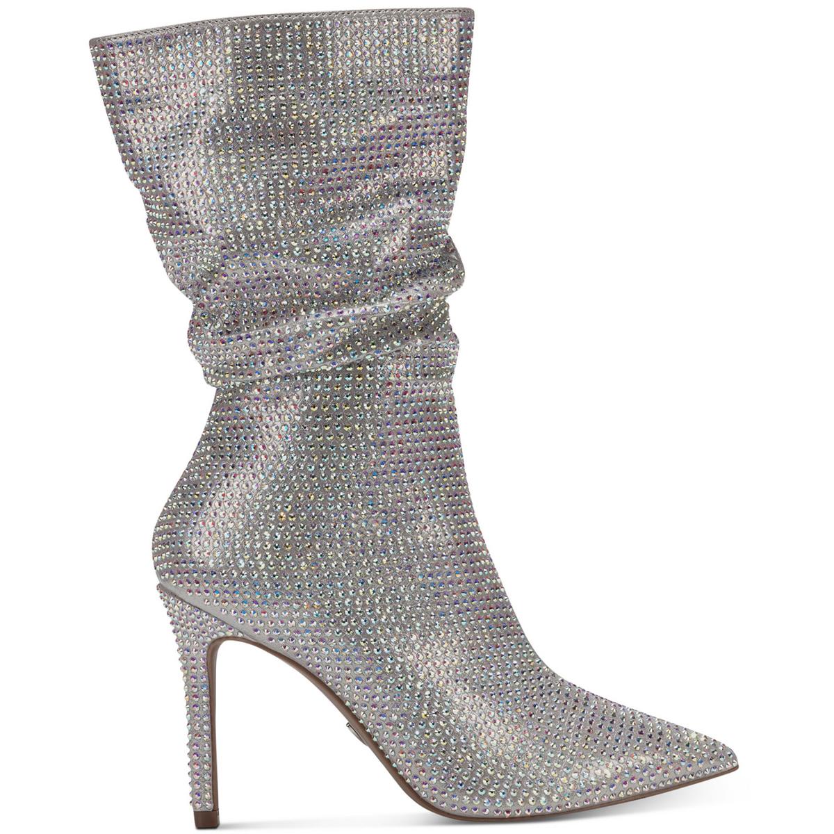 Raquell Womens Rhinestone Manmade Mid-Calf Boots