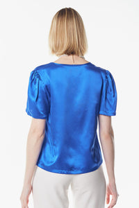 Shining V-Neck Blouse in Blue3