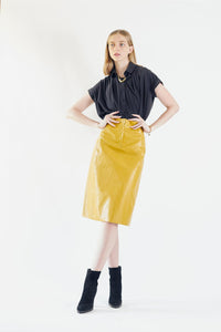 Glossy Vegan Leather Pencil Skirt2