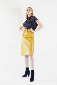 Glossy Vegan Leather Pencil Skirt1
