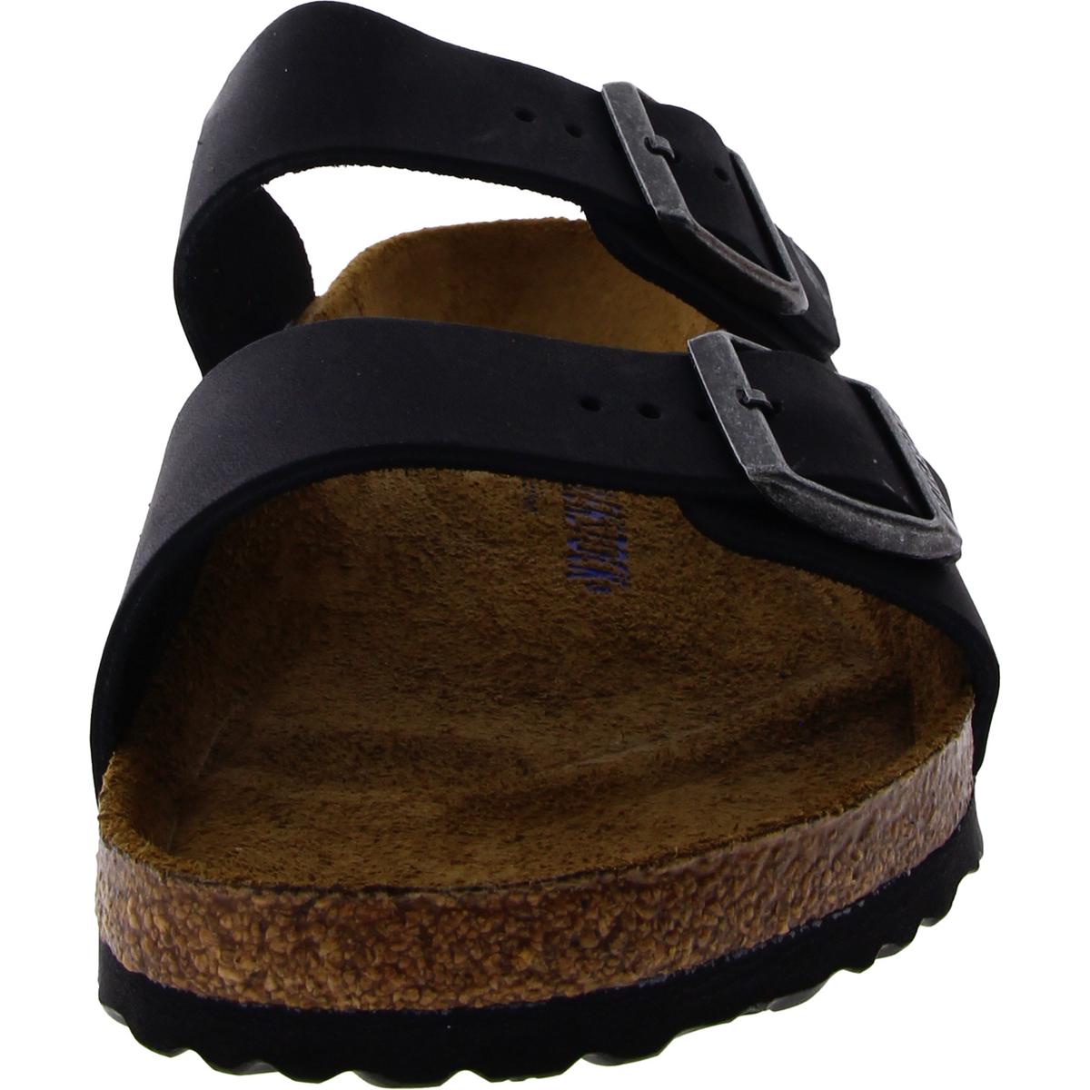 Womens Leather Slip On Slide Sandals
