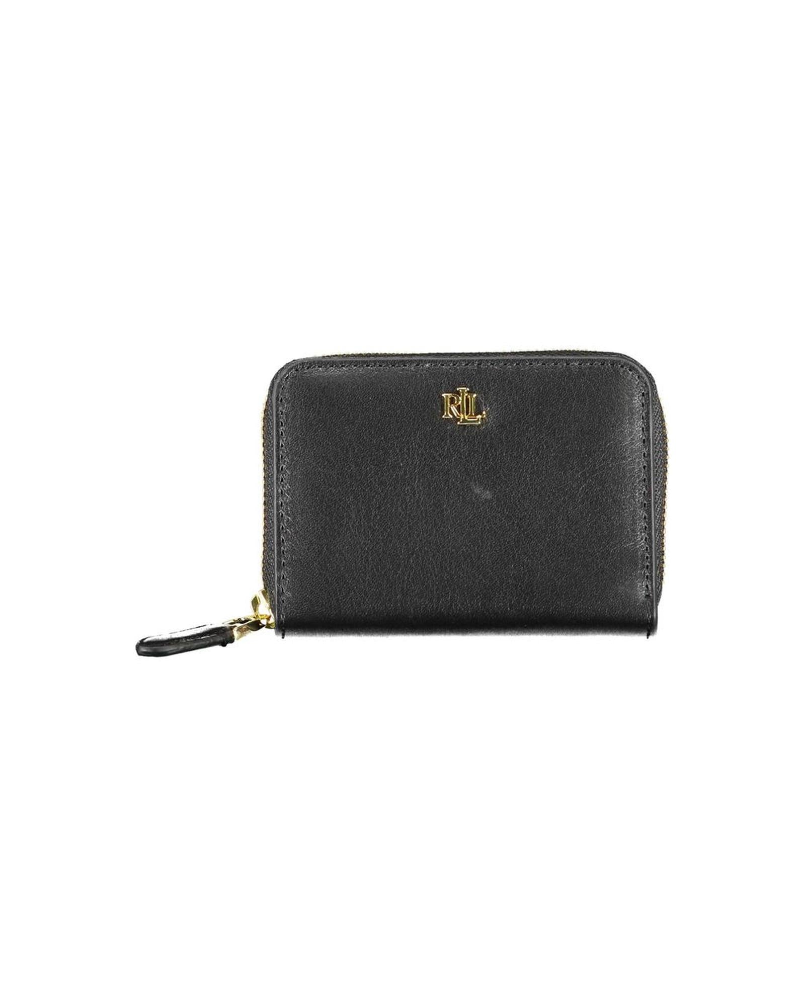 Ralph Lauren Leather Zip Wallet RL Style Women Black