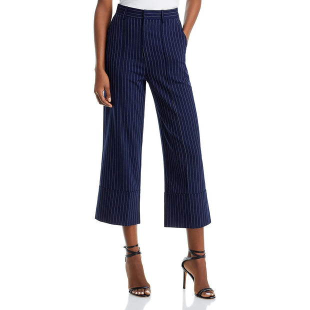 Womens Striped Pleated Culottes