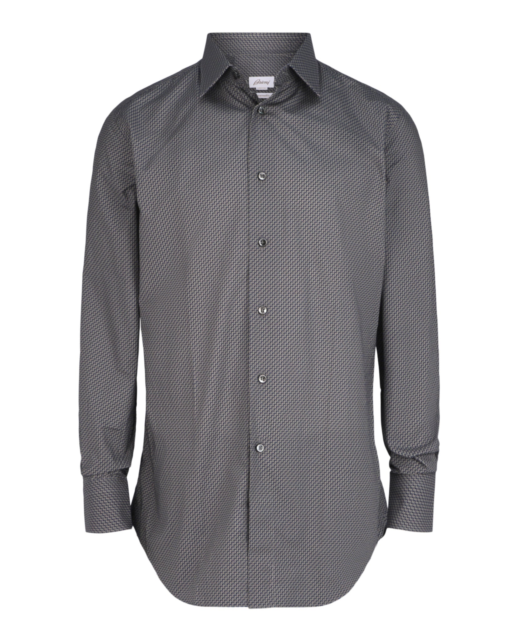 Brioni Mens Micro-Geometric Pattern Shirt