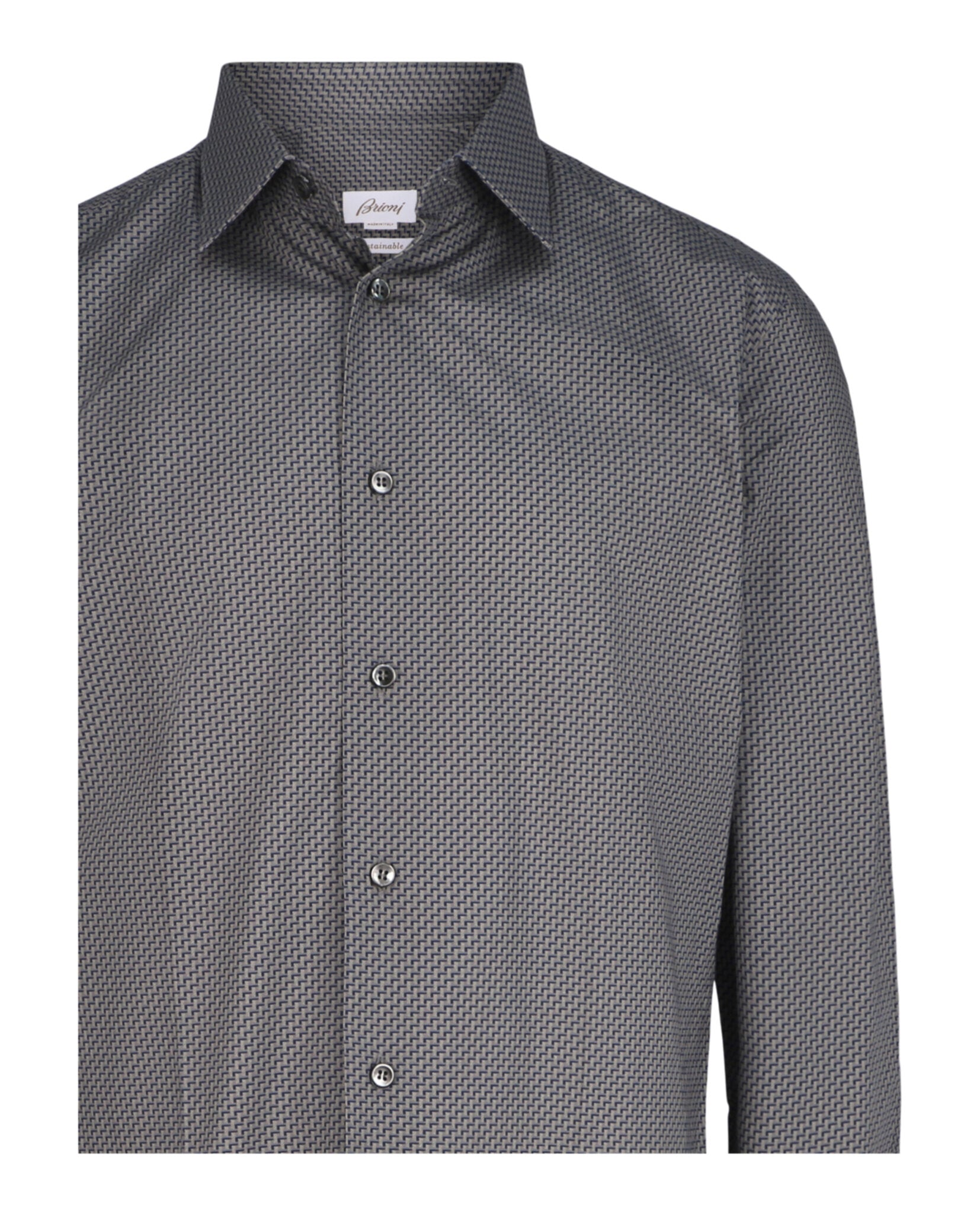 Brioni Mens Micro-Geometric Pattern Shirt