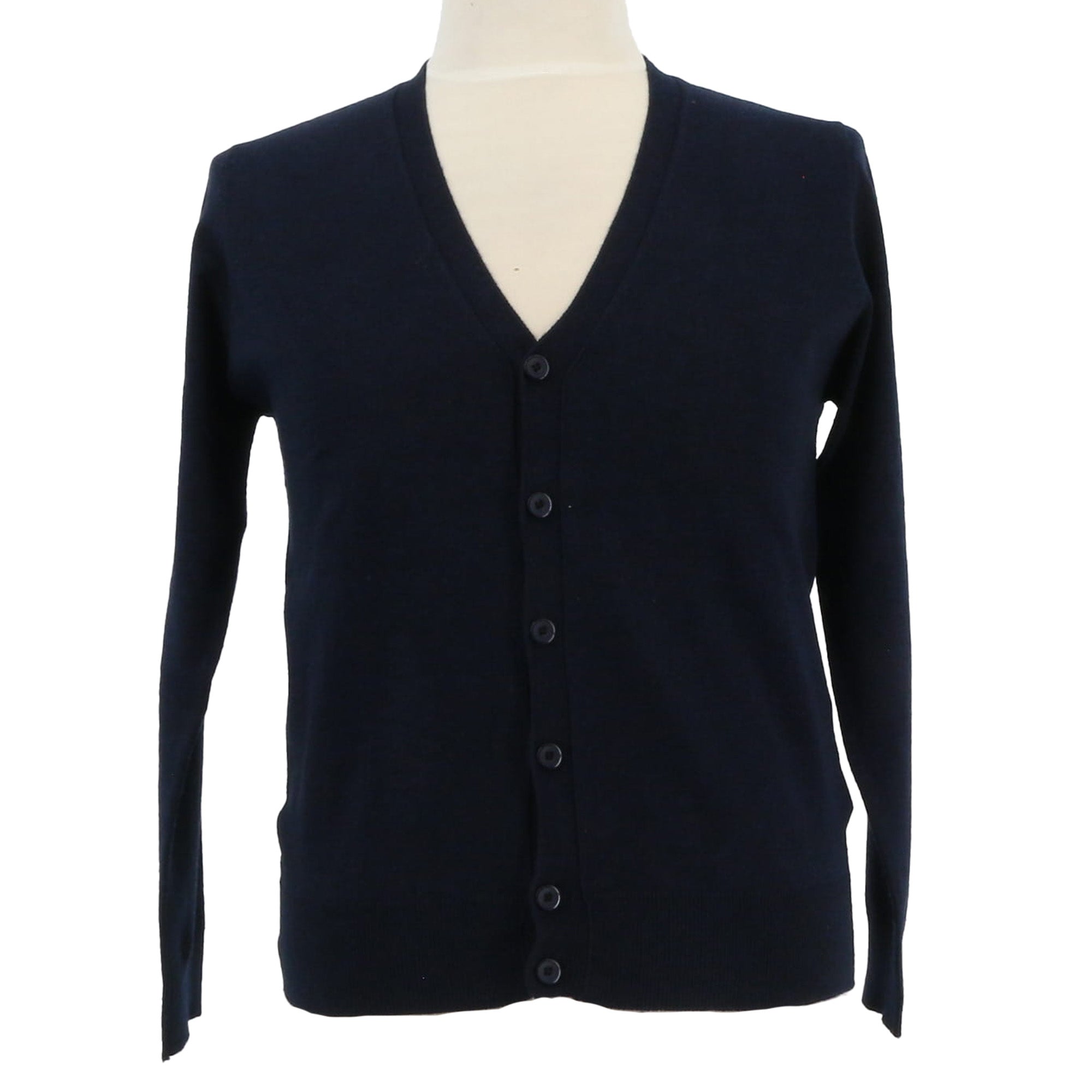 Royal Cashmere Wool Blend Mens Navy Blue Cardigan Sweater-L