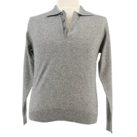 Wool Cashmere Blend Polo Big Mens Grey Sweater by Royal Cashmere