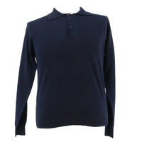 Wool Blend Polo Big Mens Navy Blue Sweater by Royal Cashmere