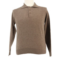 Wool Blend Polo Mens Brown Sweater by Royal Cashmere-M