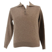 Wool Blend Polo Mens Brown Sweater by Royal Cashmere-M