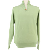 Royal Cashmere Green Half Zip Fine Cashmere Mens Sweater