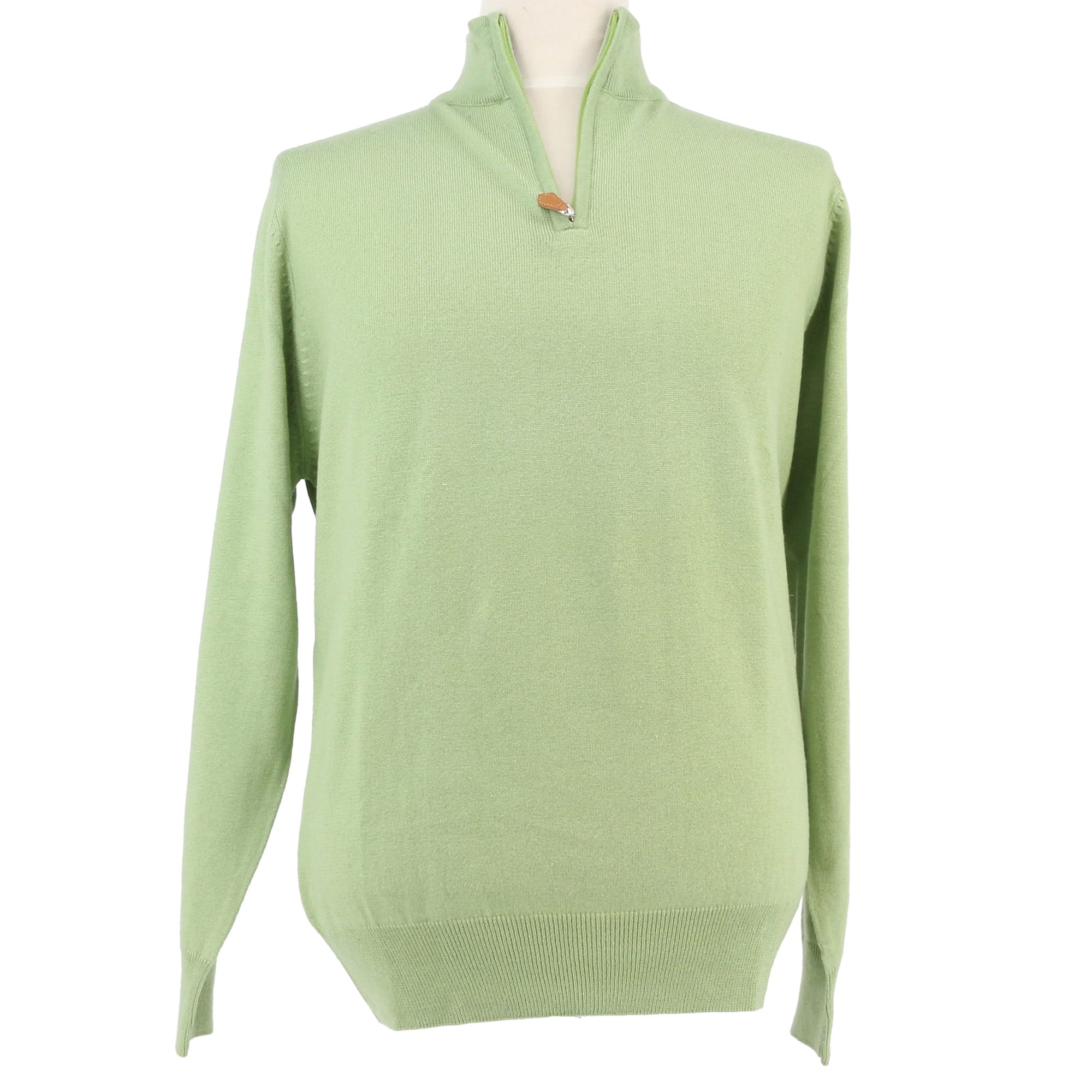 Royal Cashmere Green Half Zip Fine Cashmere Mens Sweater