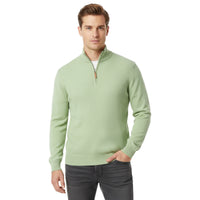 Royal Cashmere Green Half Zip Fine Cashmere Mens Sweater
