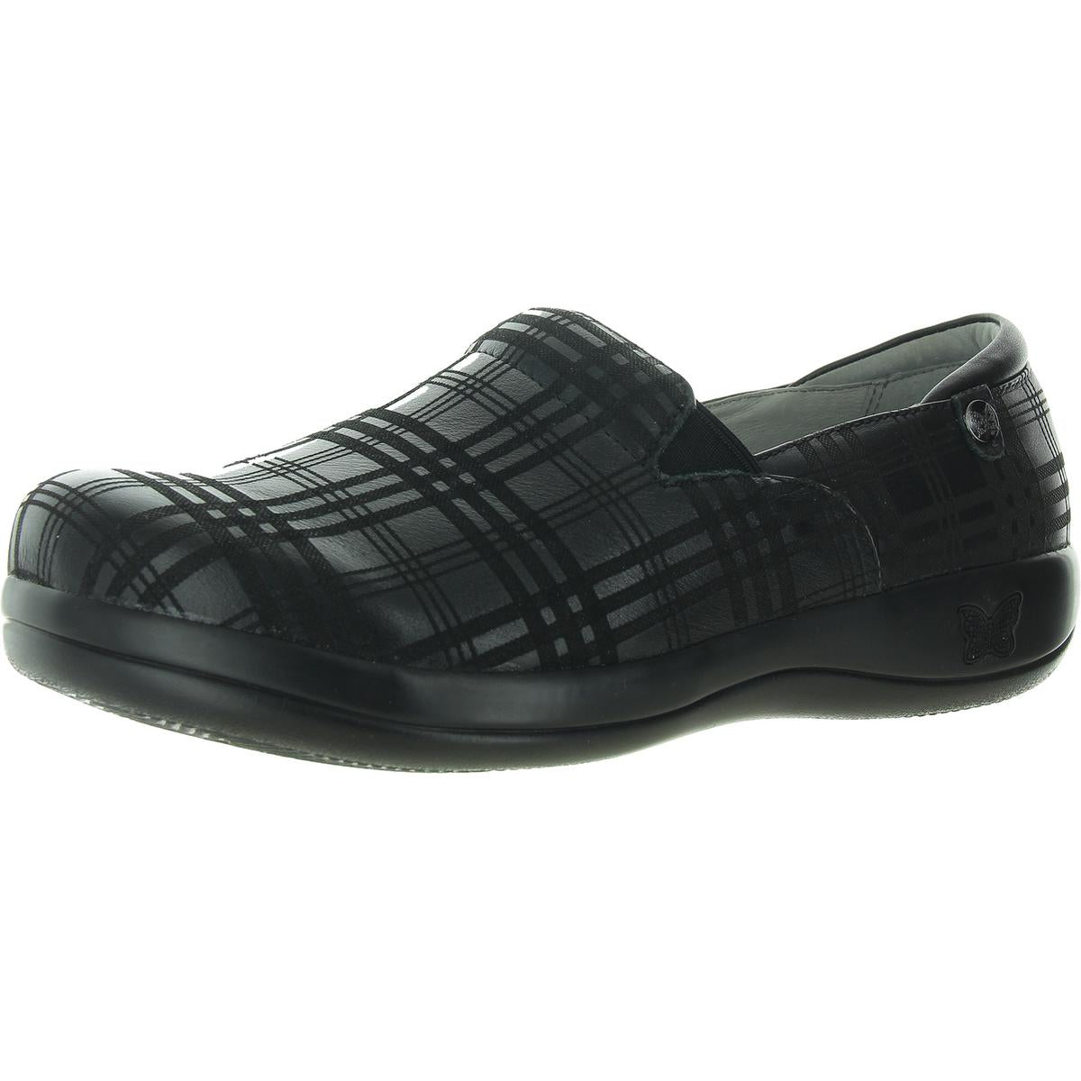 Womens Plaid Leather Flat Shoes