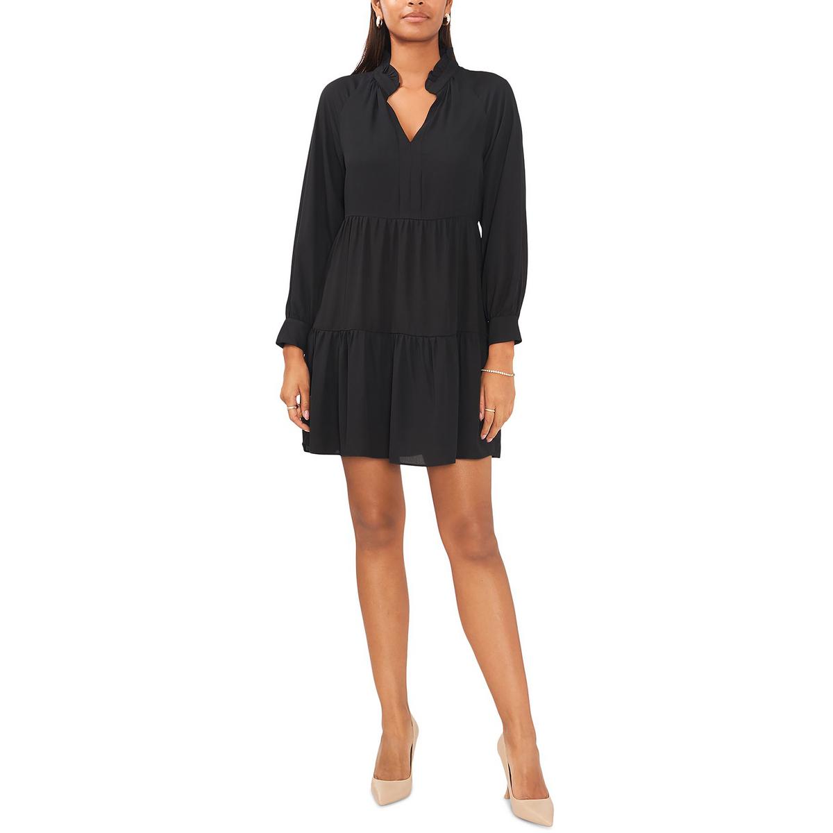 Petites Womens Shift Tiered Babydoll Dress