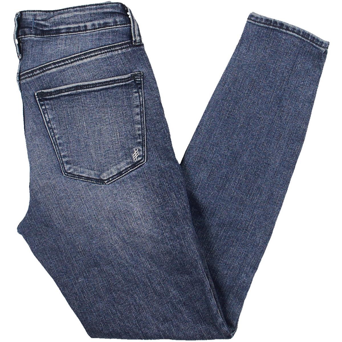 Womens Button Mid Rise Skinny Jeans