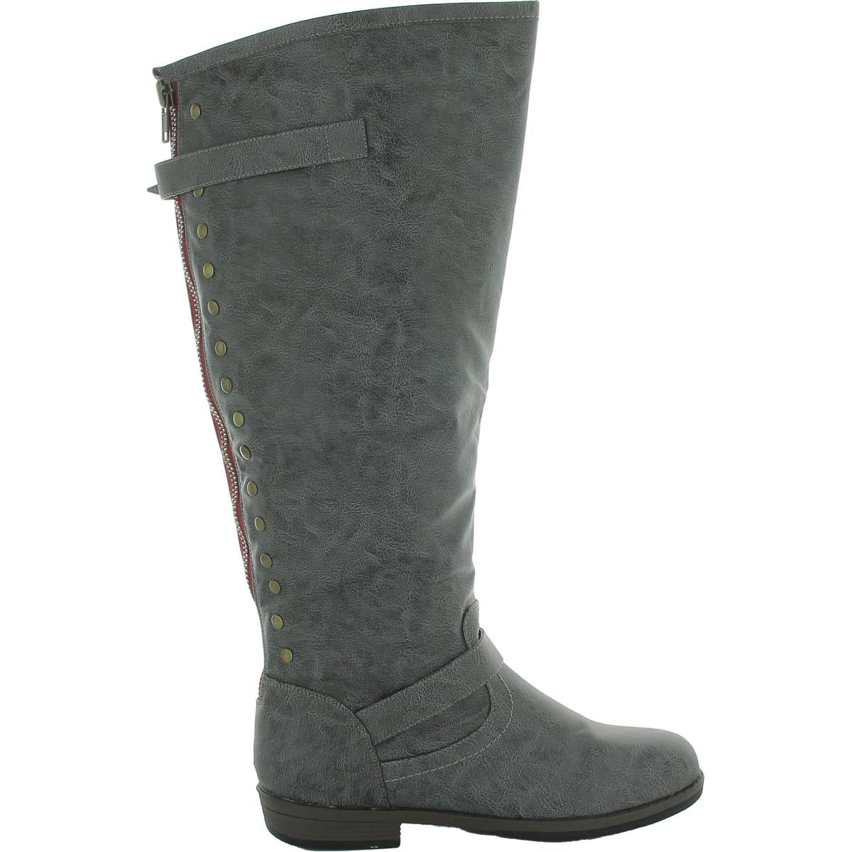 Womens Zip Up Buckle Knee-High Boots