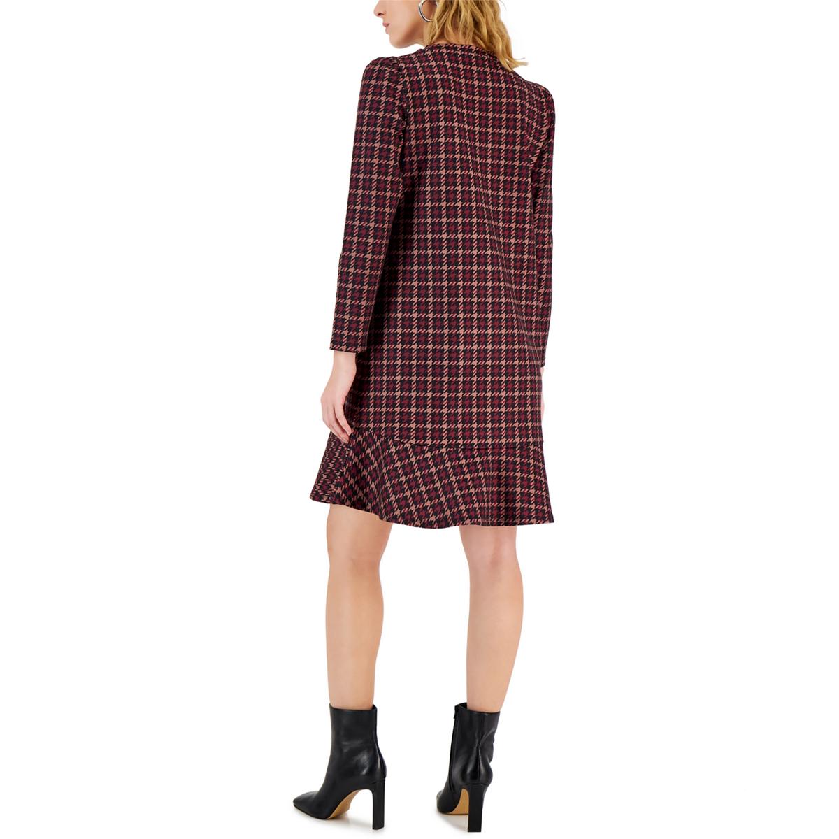 Womens Knit Houndstooth Shift Dress