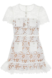 Self Portrait Women's Lace Mini Dress With Belt White