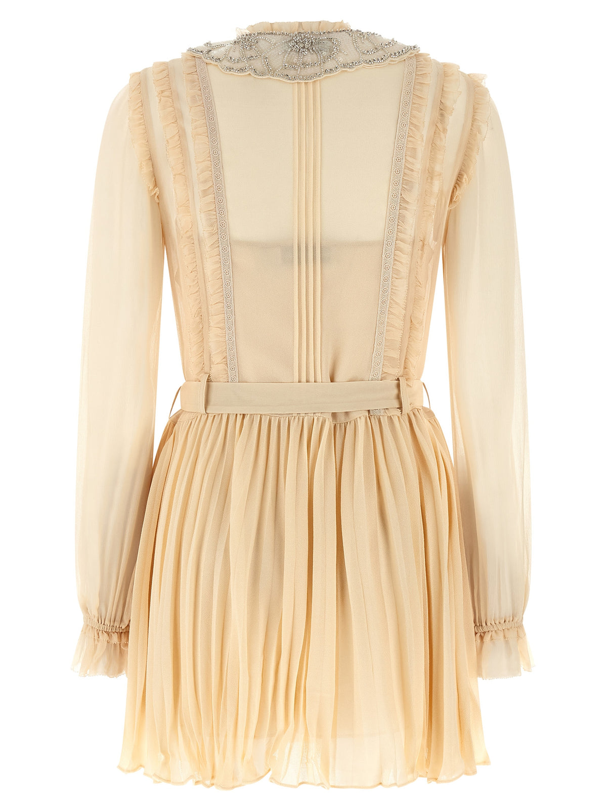 Self Portrait Women 'Tan Pleated Georgette Mini' Dress