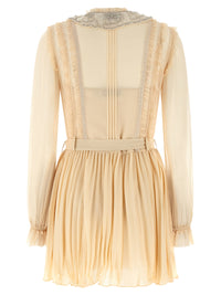 Self Portrait Women 'Tan Pleated Georgette Mini' Dress