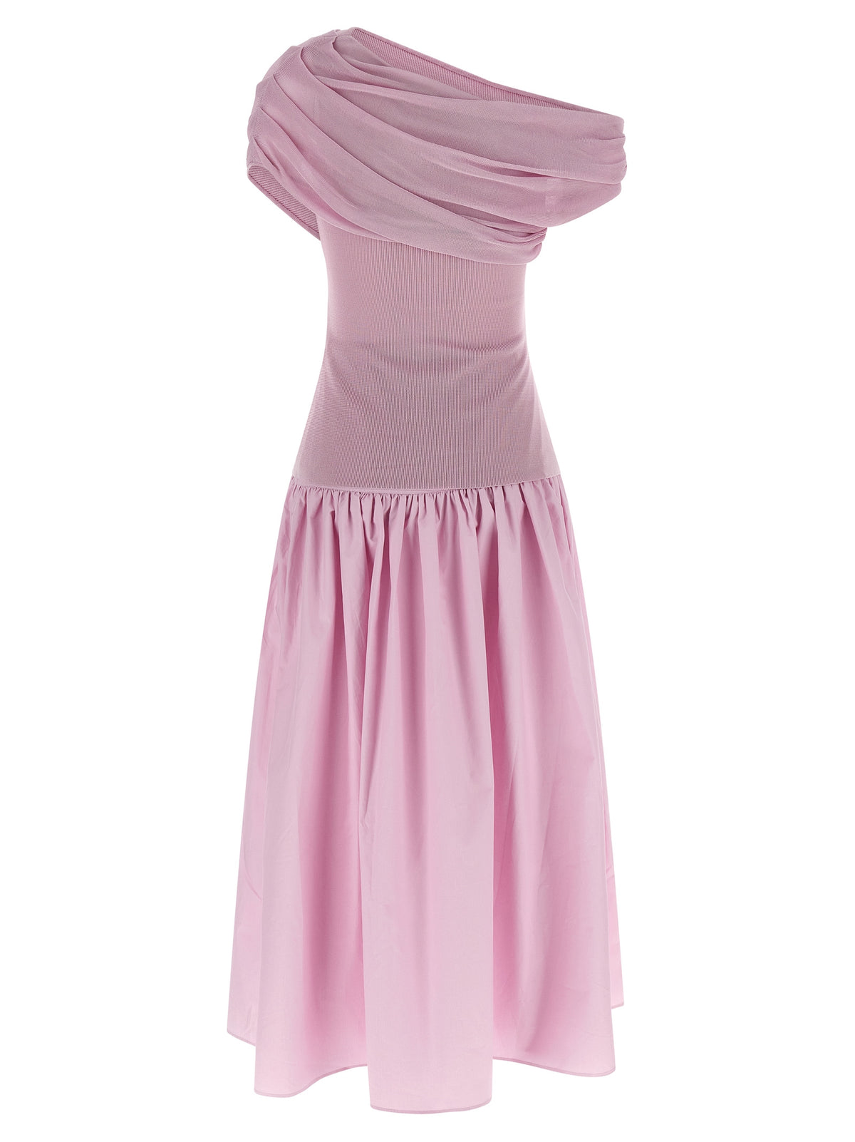 SELF PORTRAIT Self Portrait Women 'Pink Cotton Draped Knit Midi' Dress