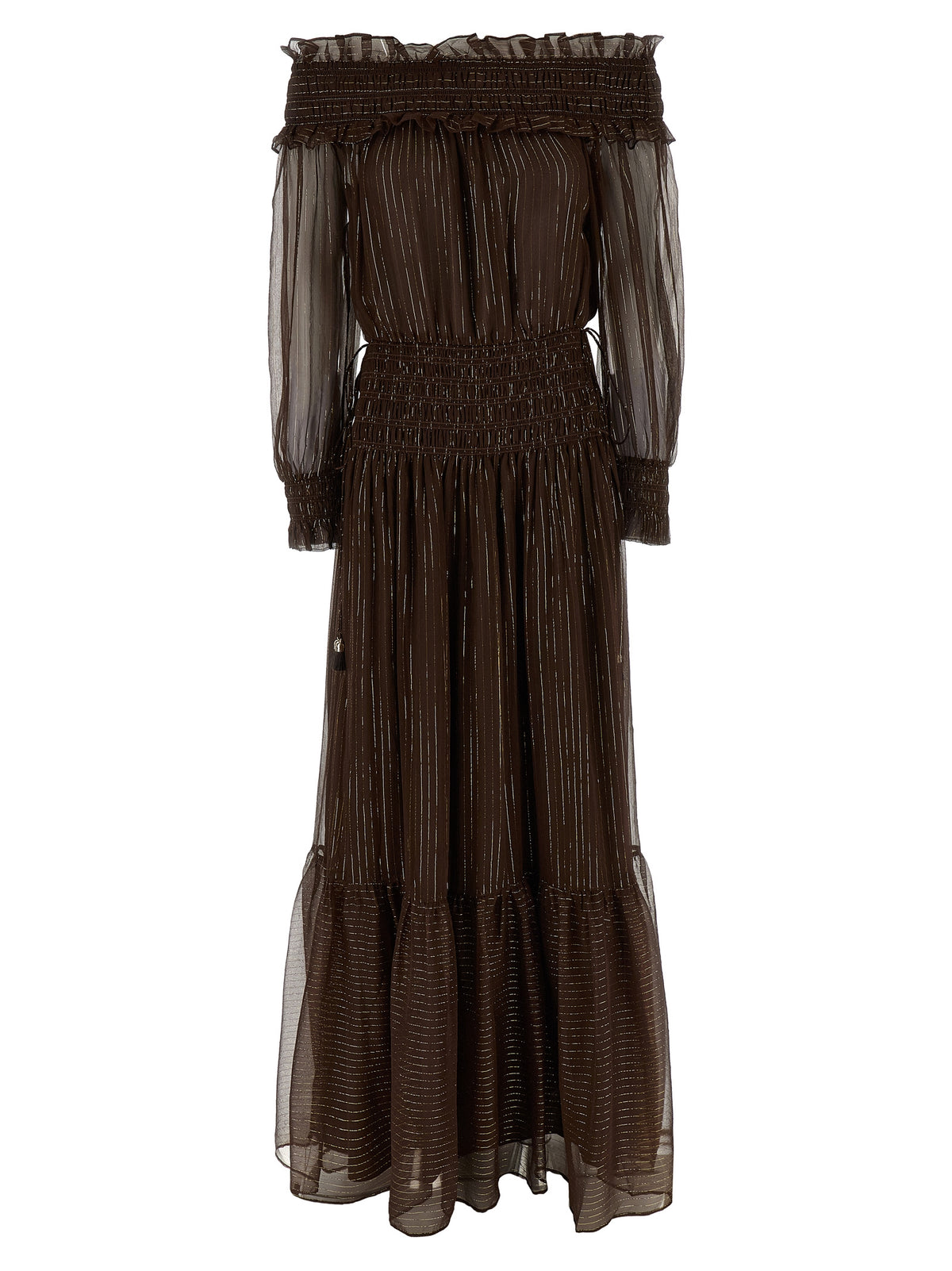SELF PORTRAIT Self Portrait Women 'Brown Georgette Off Shoulder Maxi' Dress