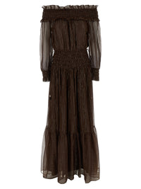 SELF PORTRAIT Self Portrait Women 'Brown Georgette Off Shoulder Maxi' Dress