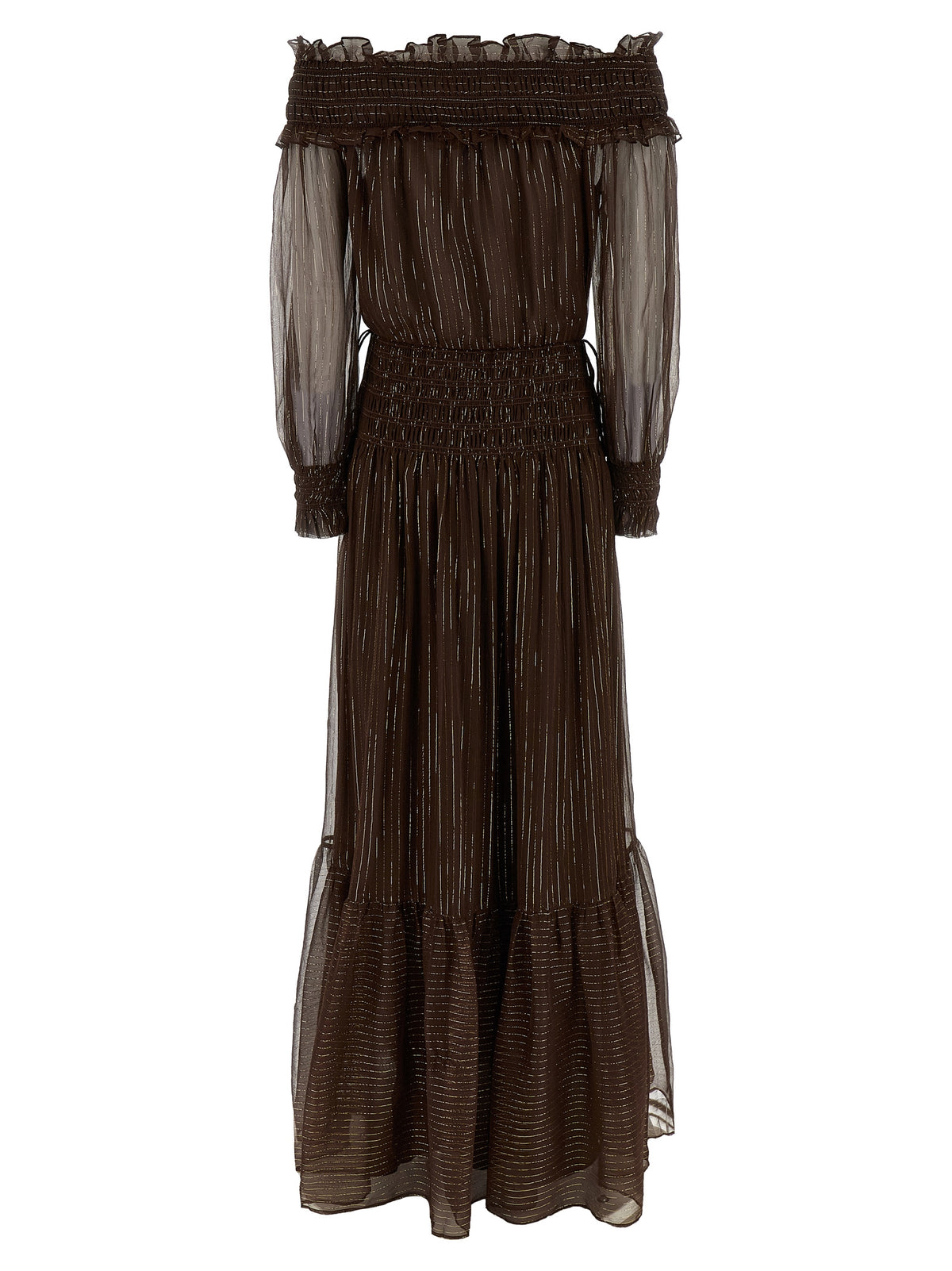SELF PORTRAIT Self Portrait Women 'Brown Georgette Off Shoulder Maxi' Dress