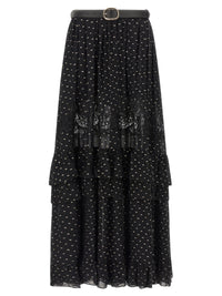 SELF PORTRAIT Self Portrait Women 'Black And Gold Chiffon Lace Maxi' Skirt
