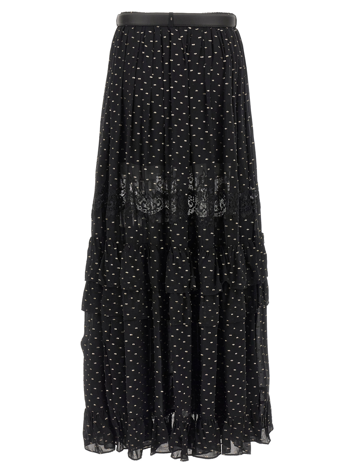 SELF PORTRAIT Self Portrait Women 'Black And Gold Chiffon Lace Maxi' Skirt