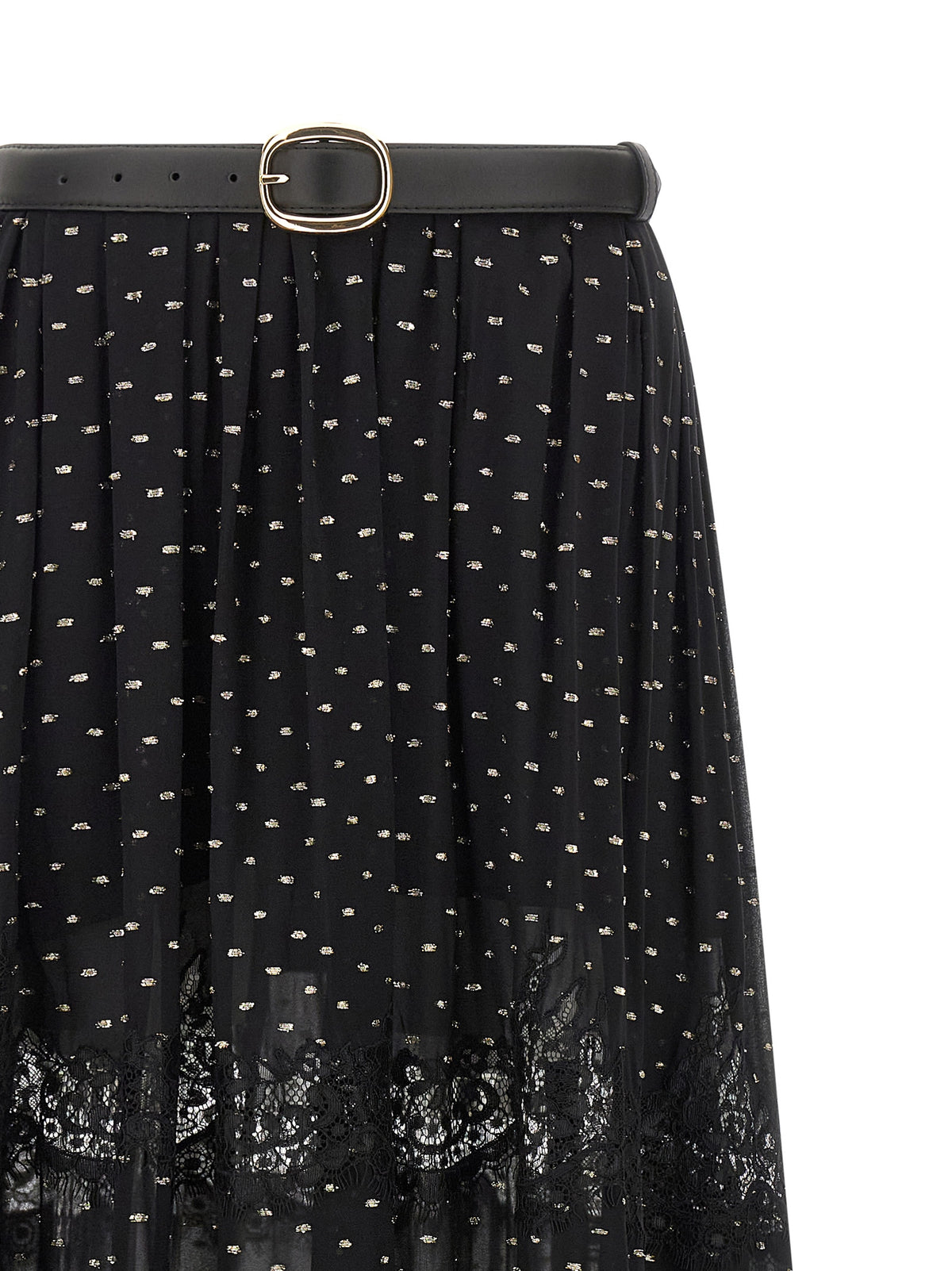 SELF PORTRAIT Self Portrait Women 'Black And Gold Chiffon Lace Maxi' Skirt