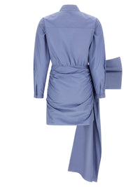 SELF PORTRAIT Self Portrait Women 'Blue Cotton Tie Side Mini' Dress