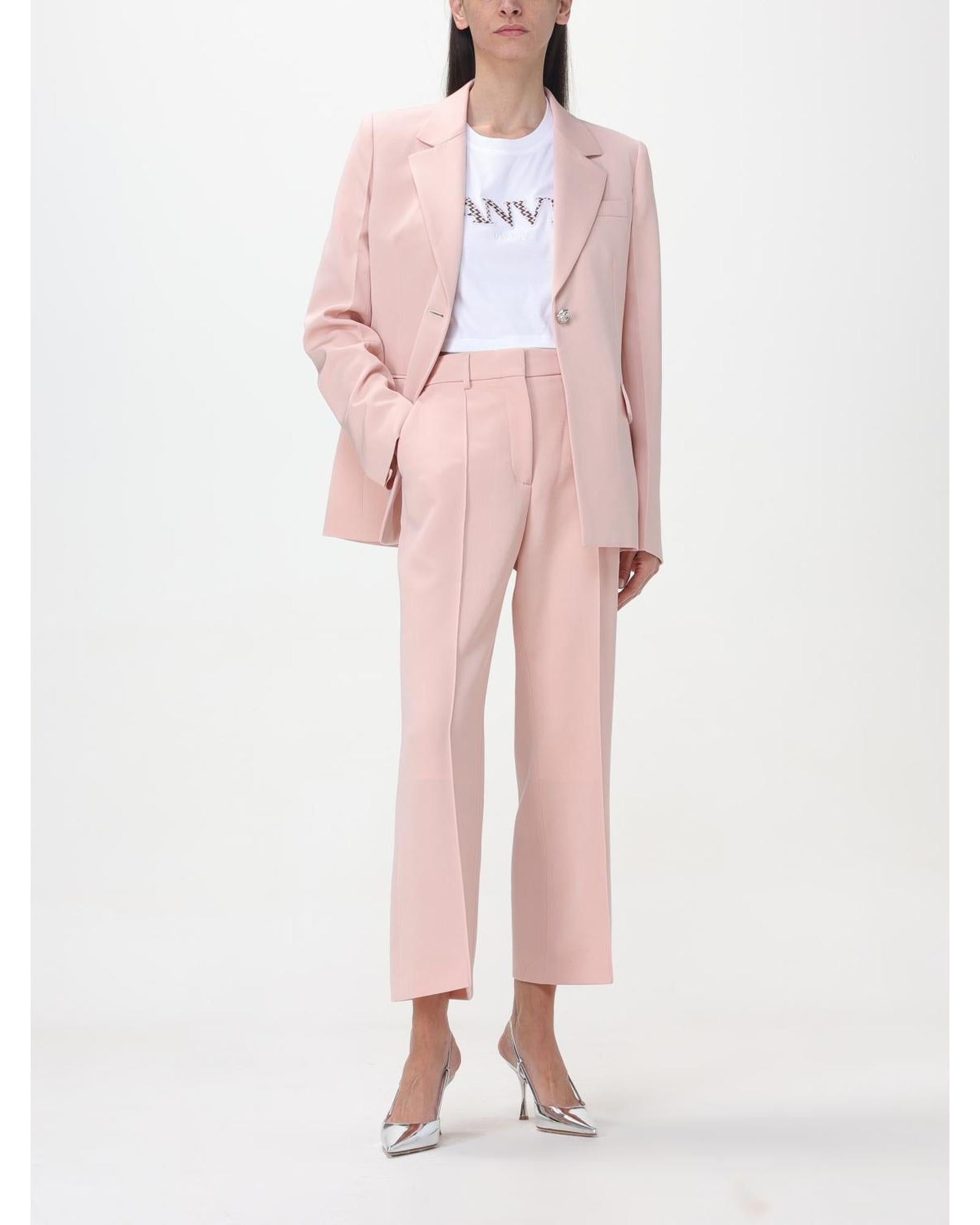Lanvin Straight Leg Crepe Trousers Women Pink Pants