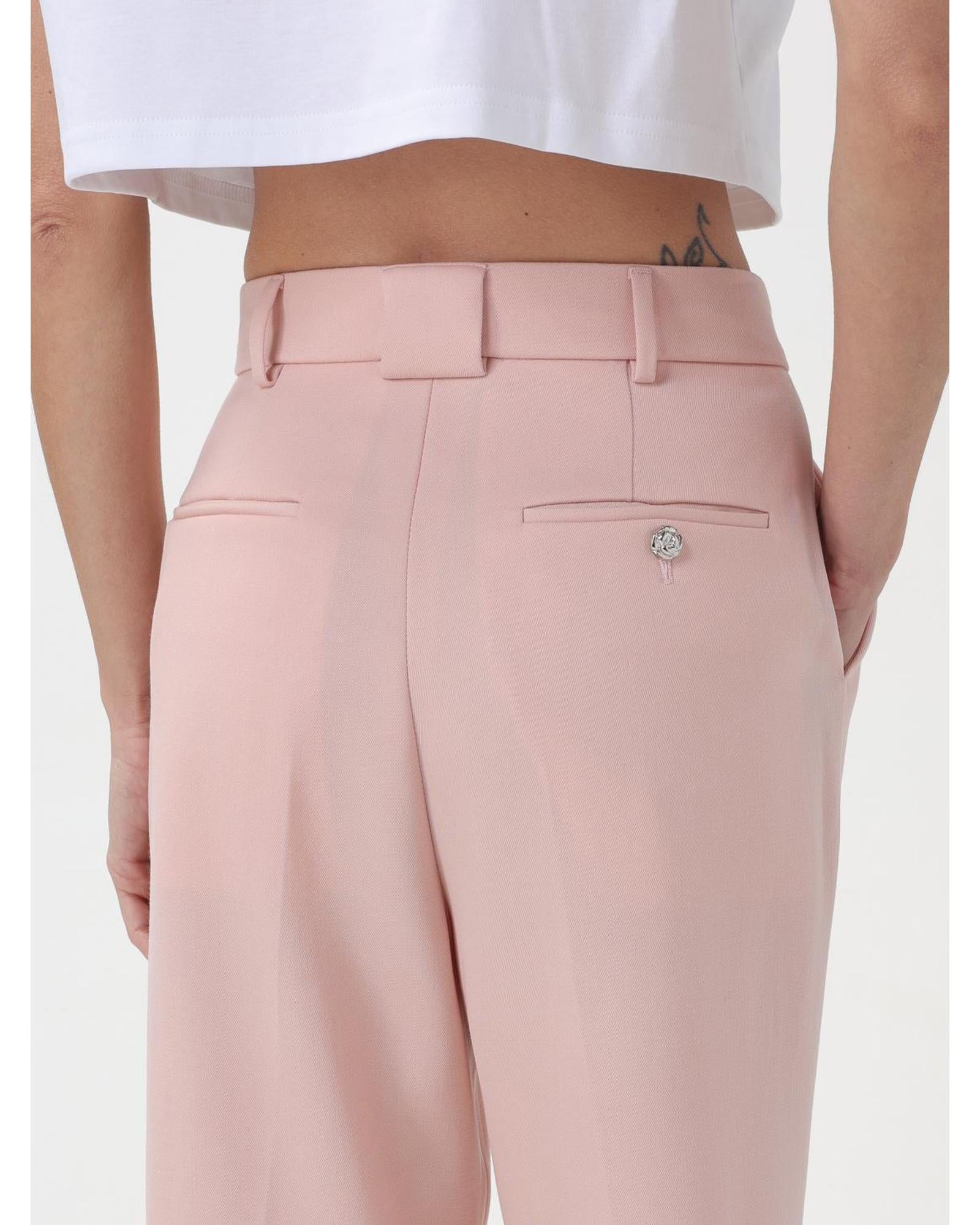 Lanvin Straight Leg Crepe Trousers Women Pink Pants